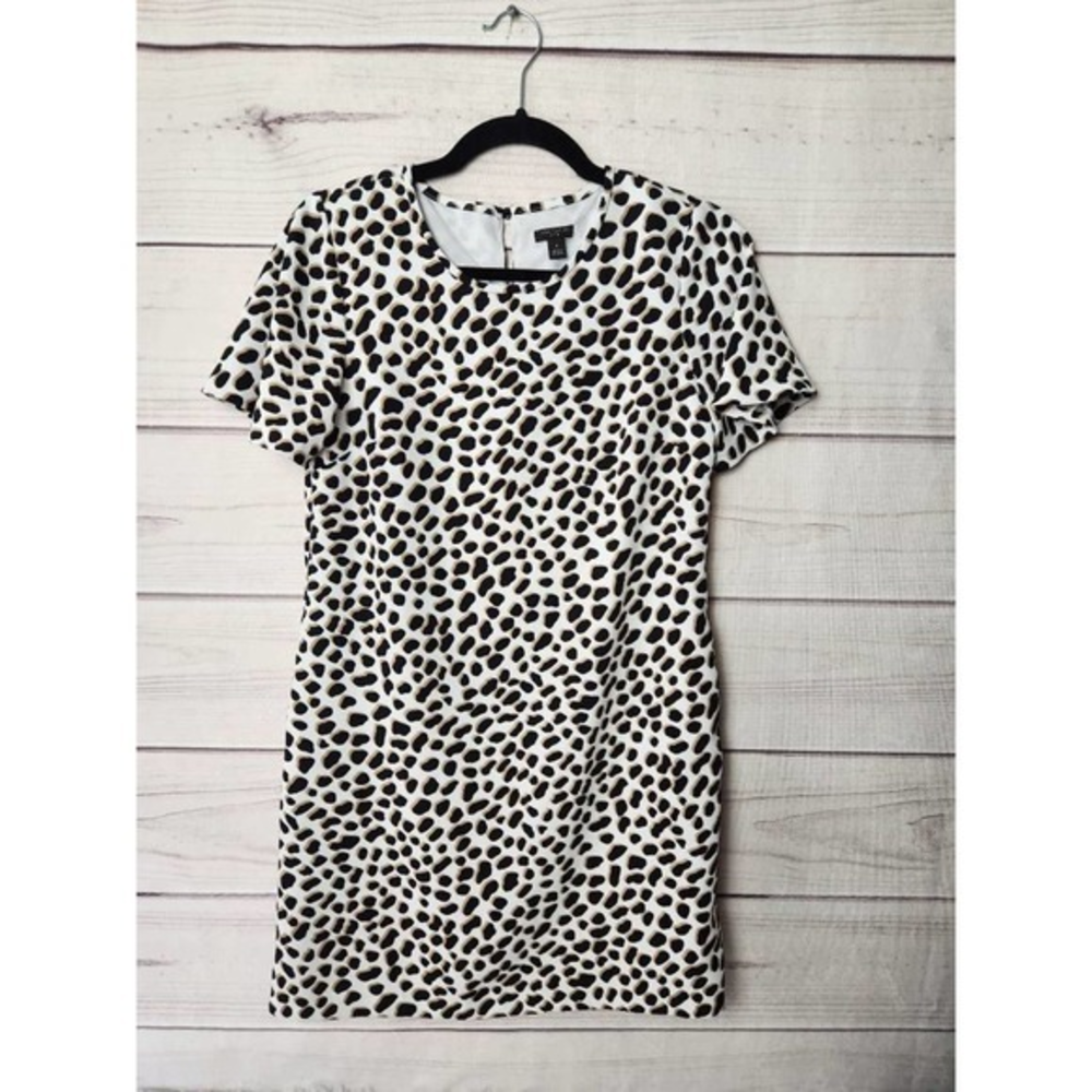 Ann Taylor Womens Sheath Dress Multicolor Animal Print Pockets‎ Short Petites 0